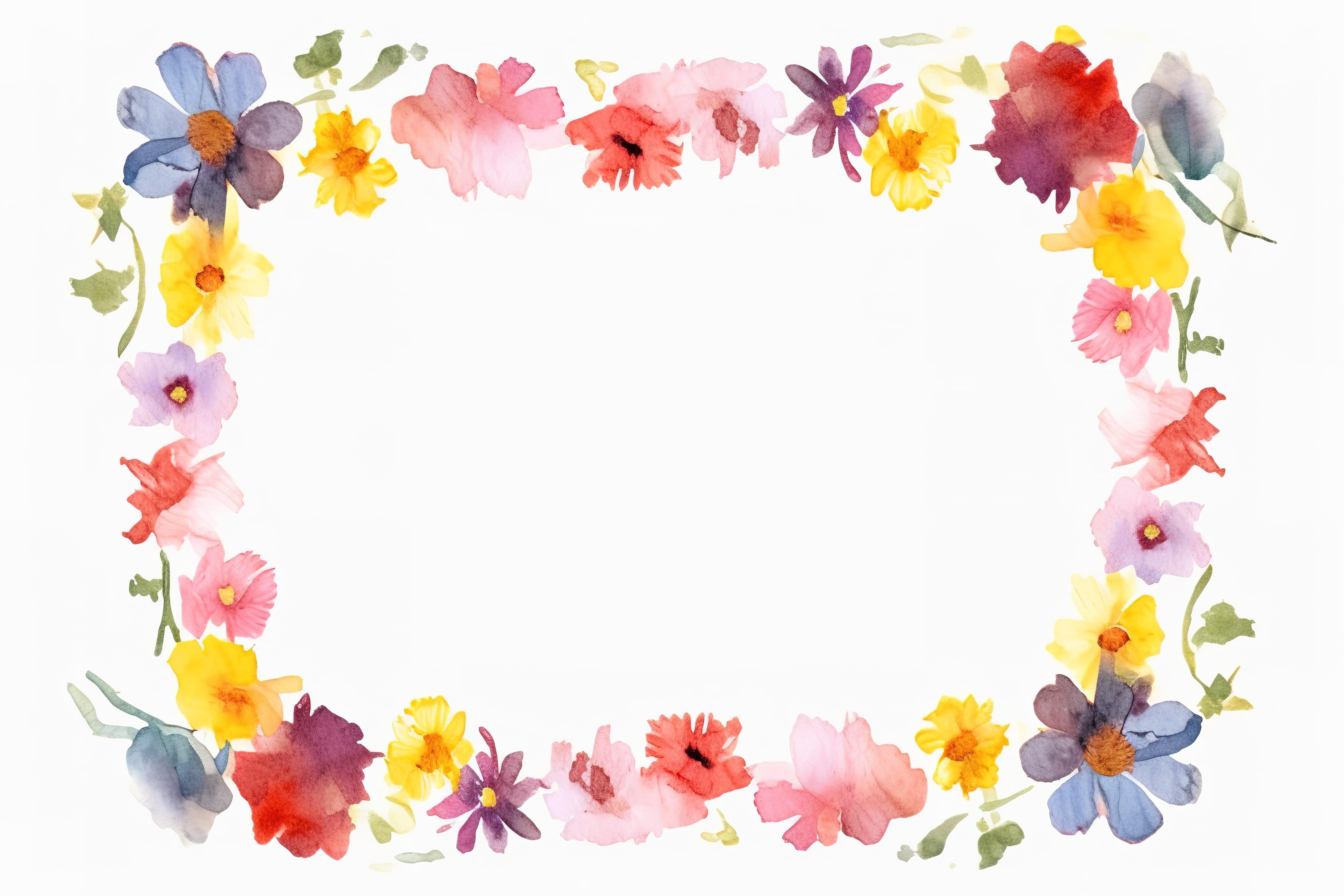 水彩花框 PNG图片