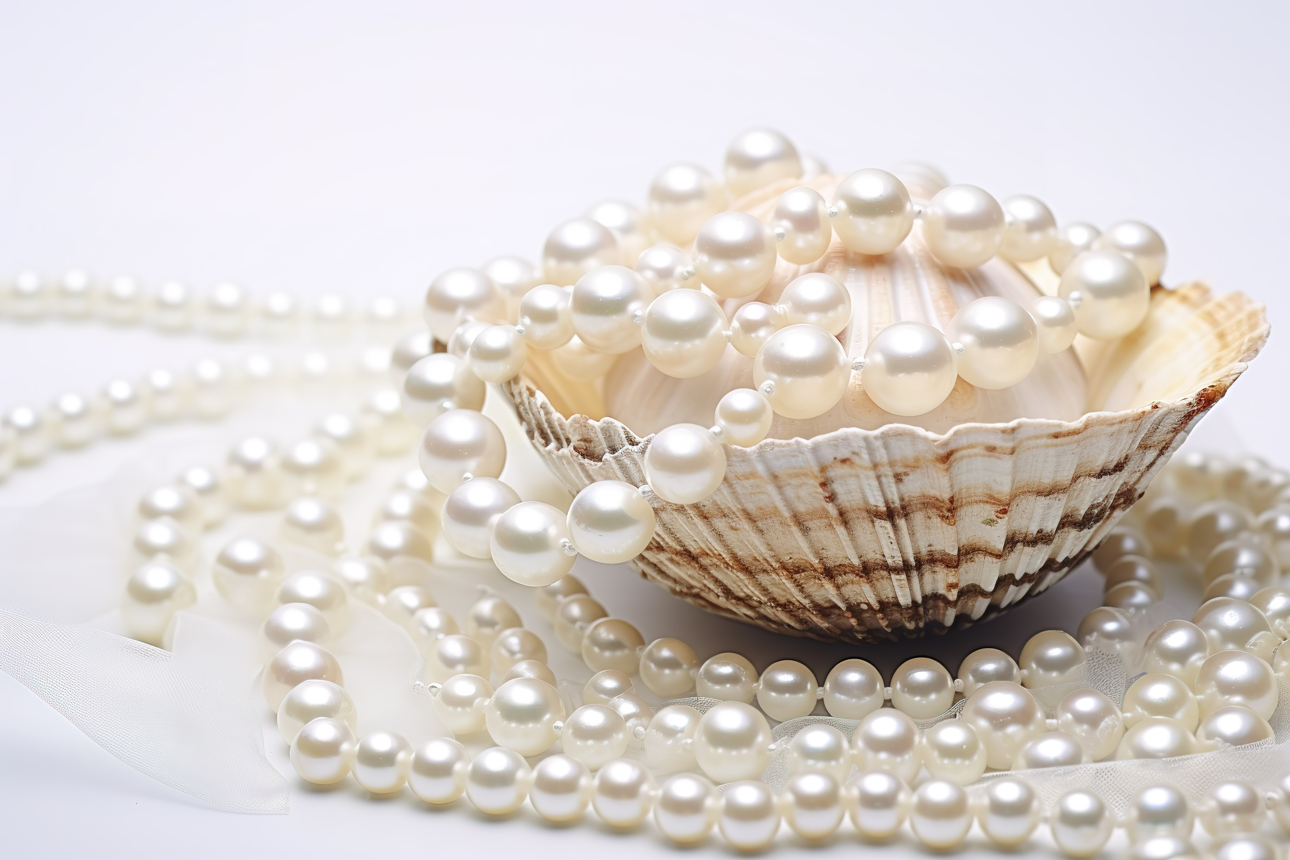贝壳上的淡水珍珠和珠宝图片