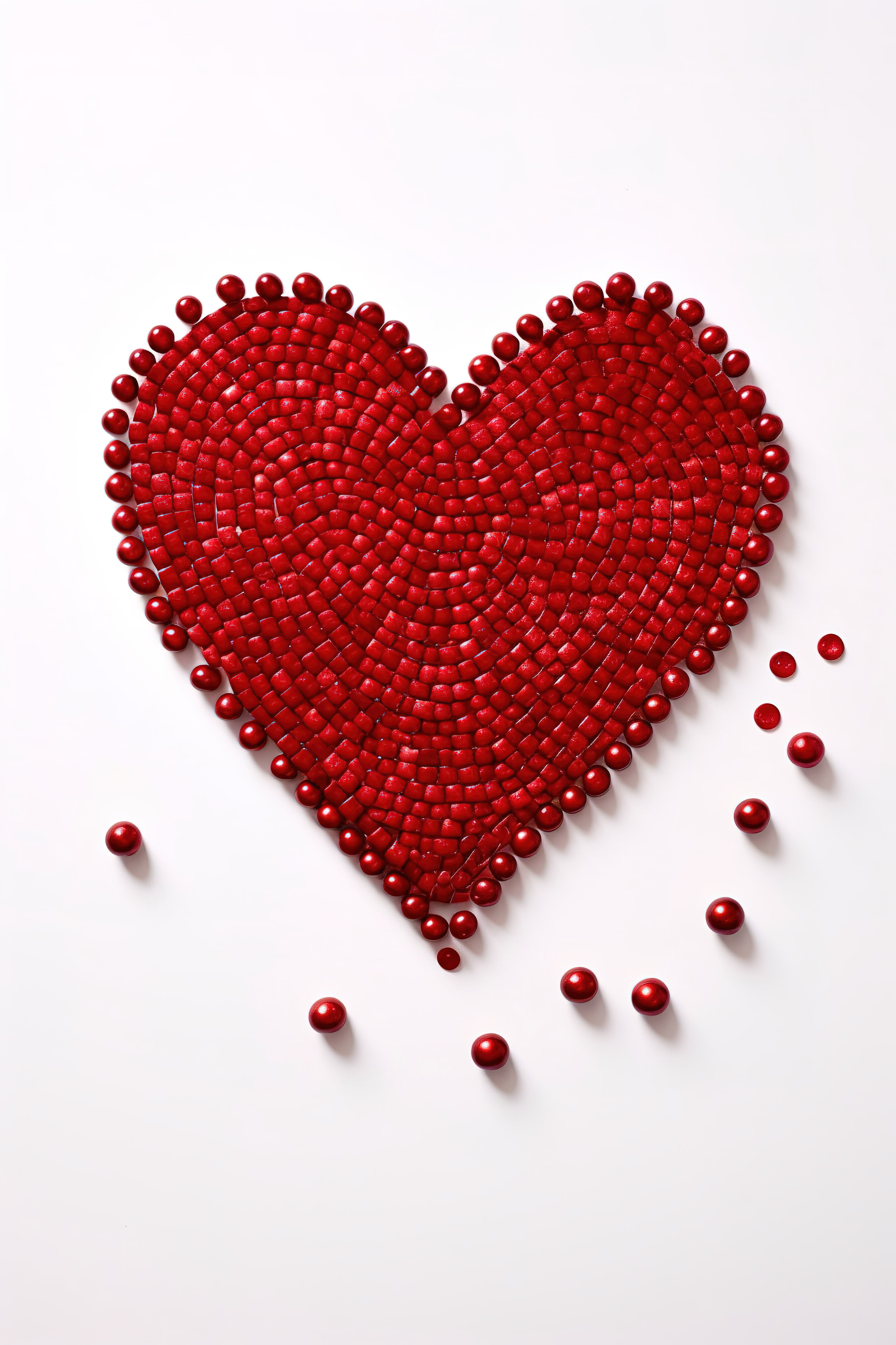 红色的心形心由白色背景上的心制成图片