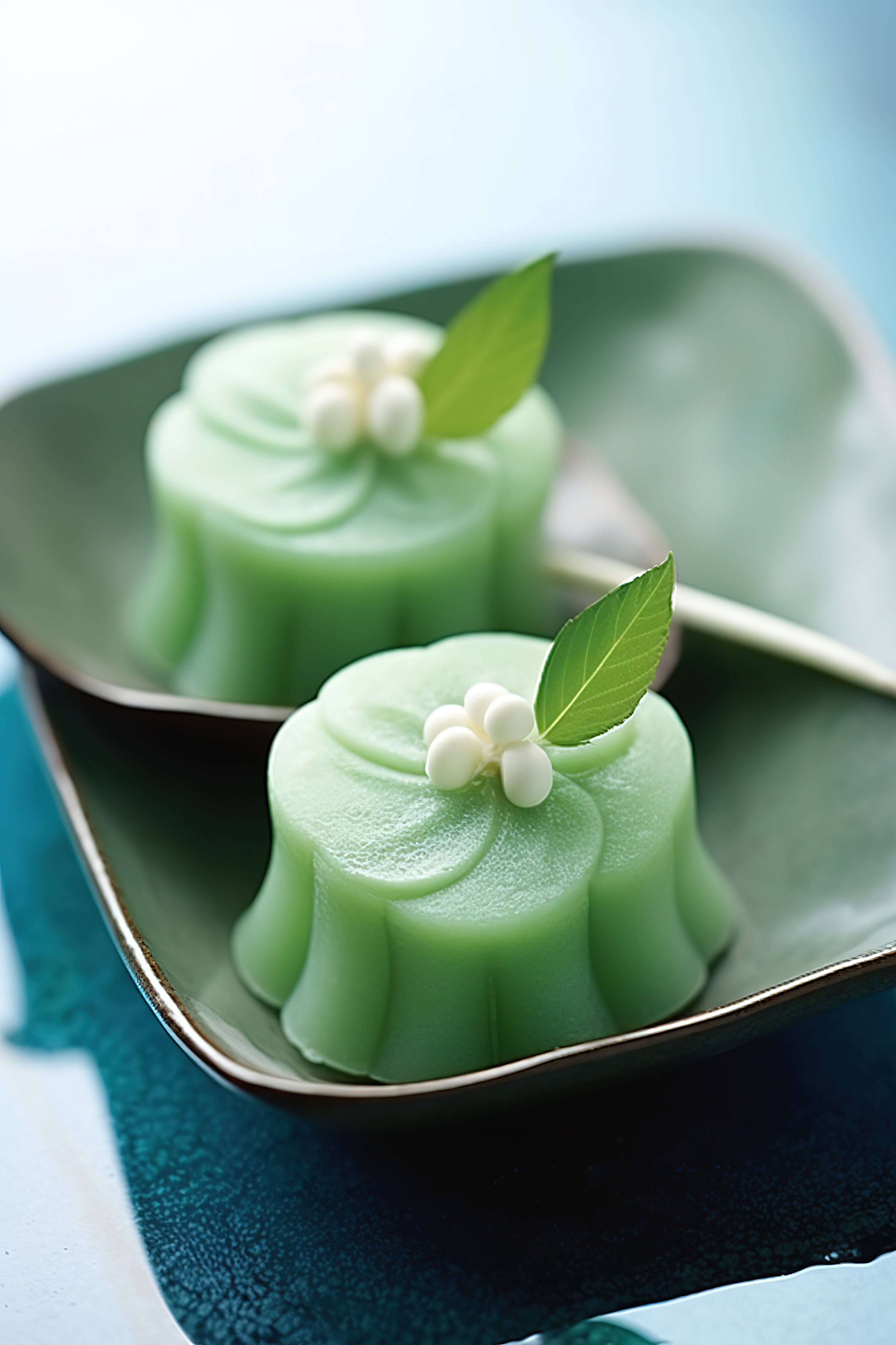 日本绿叶冰淇淋甜点图片