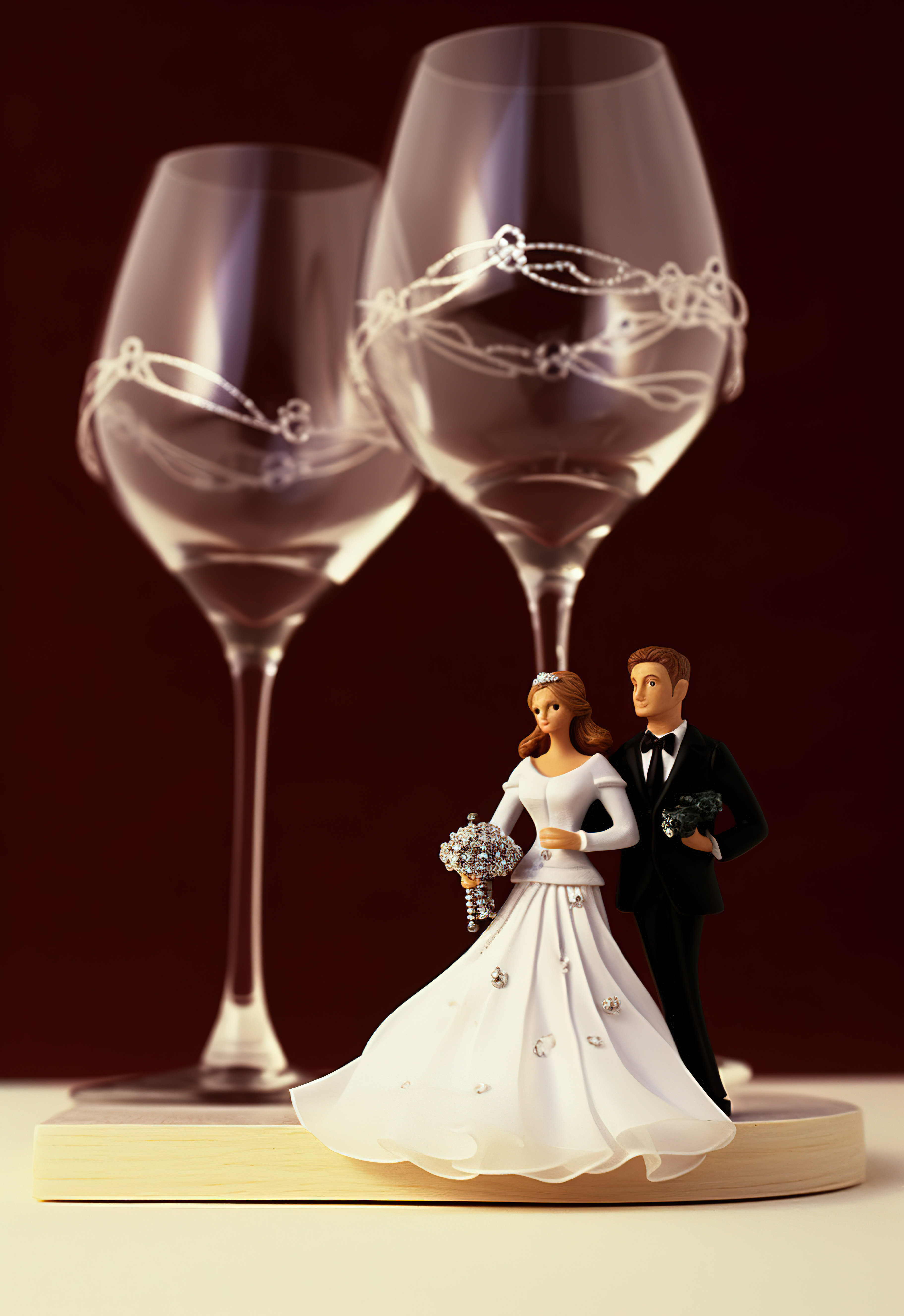穿裙子的男人和戴酒杯的新娘图片