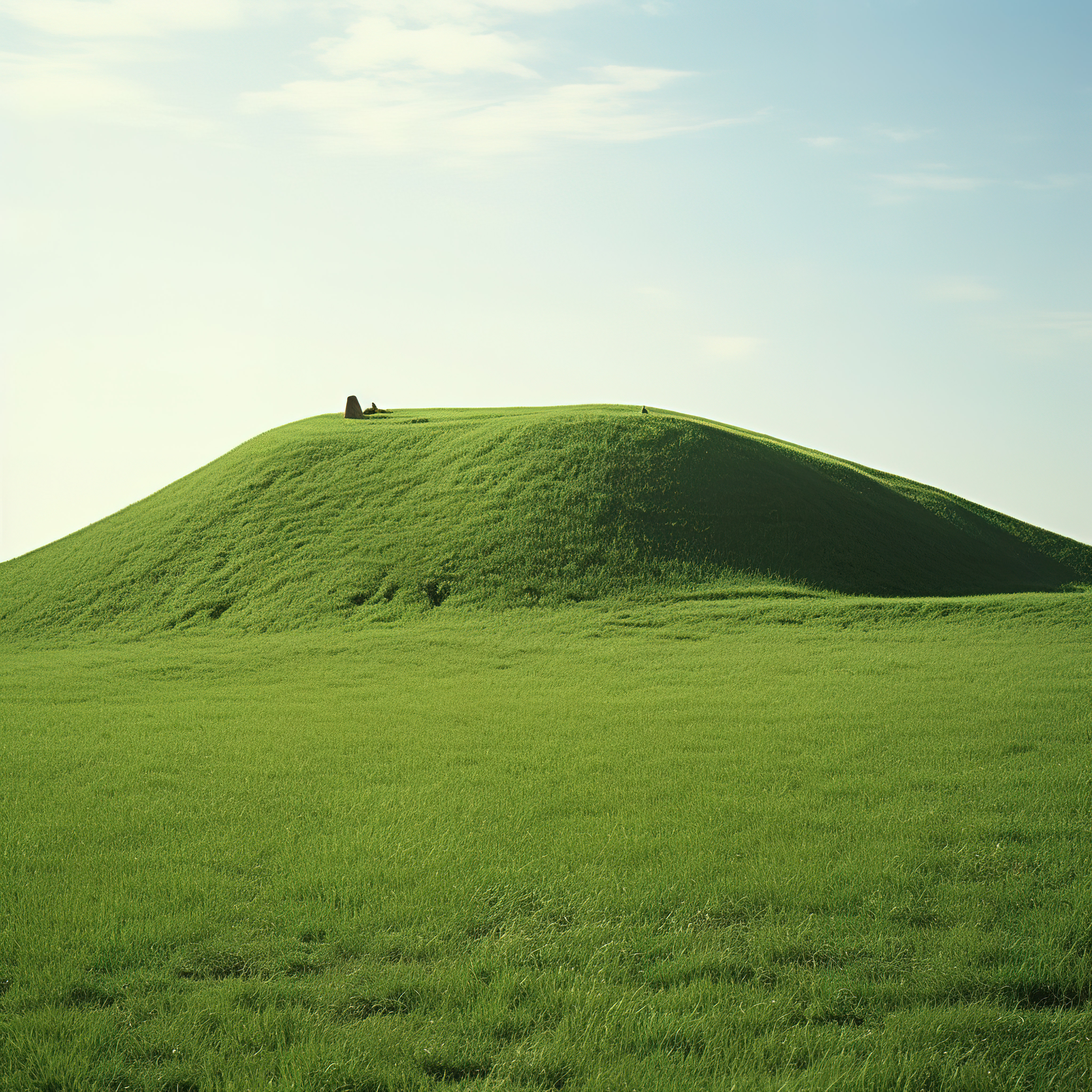 绿色田野中的一座小山图片