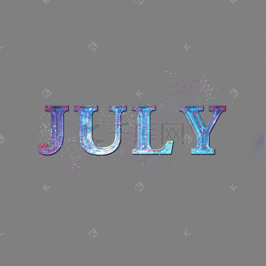 JULY七月英文创意梦幻星空水晶艺术字_