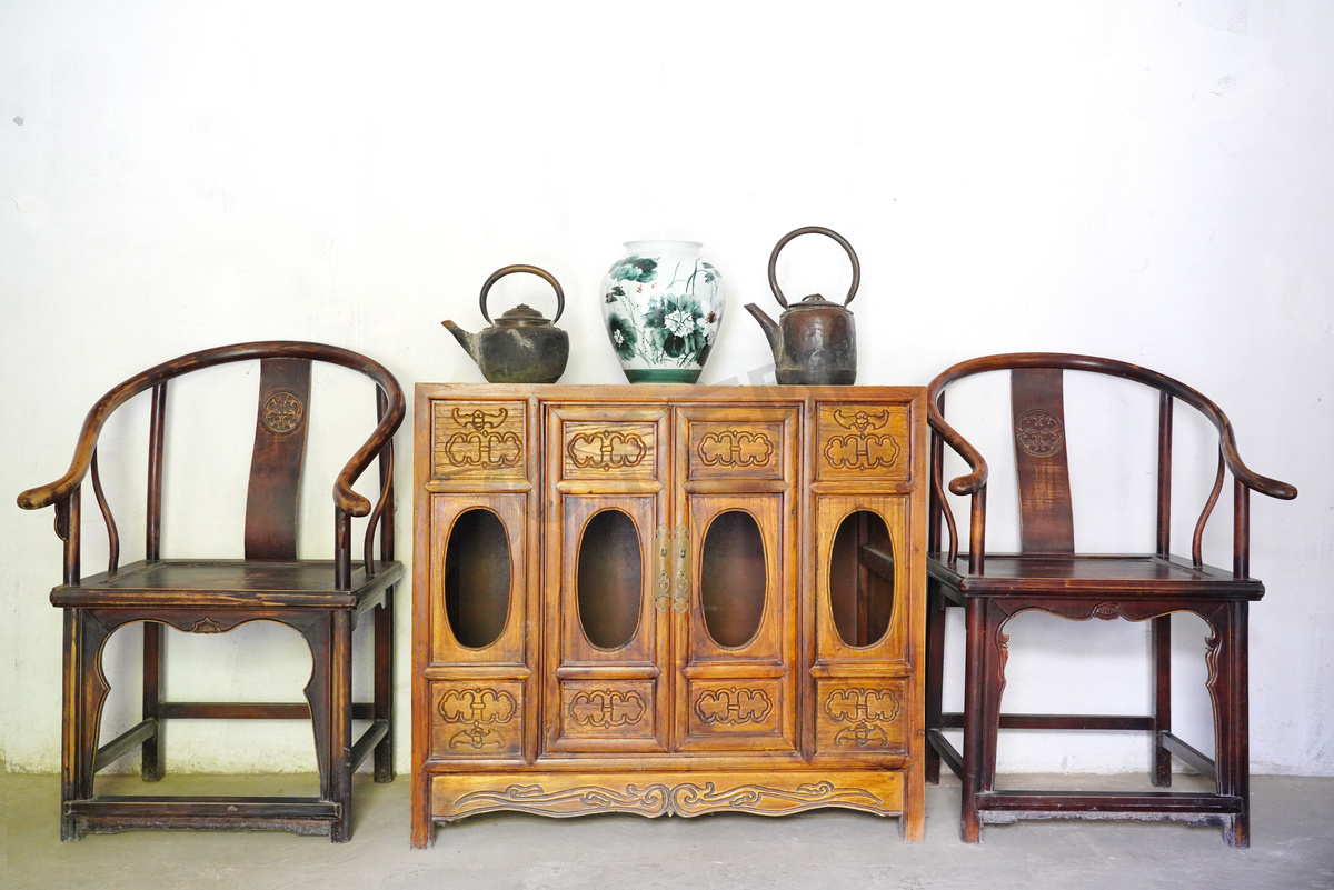 古风家具桌椅茶具摄影图图片