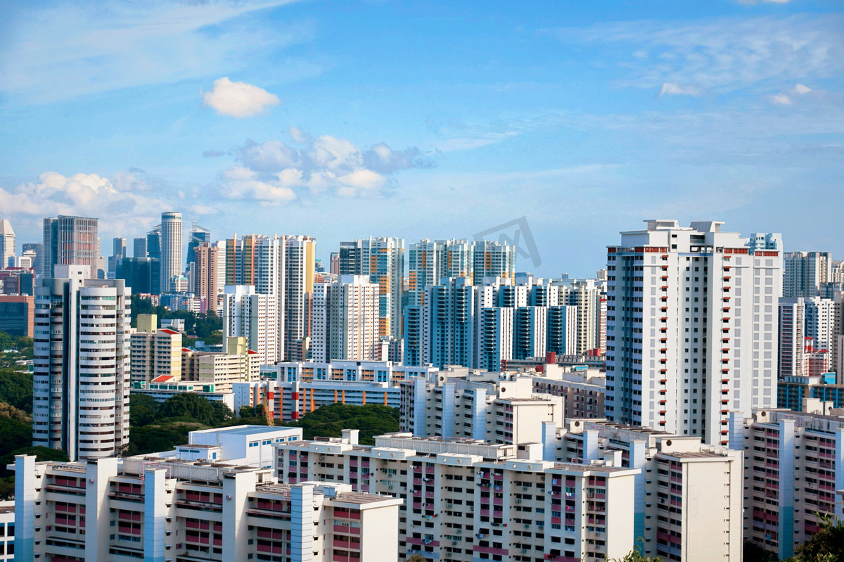 新加坡居民楼房高楼林立摄影图图片