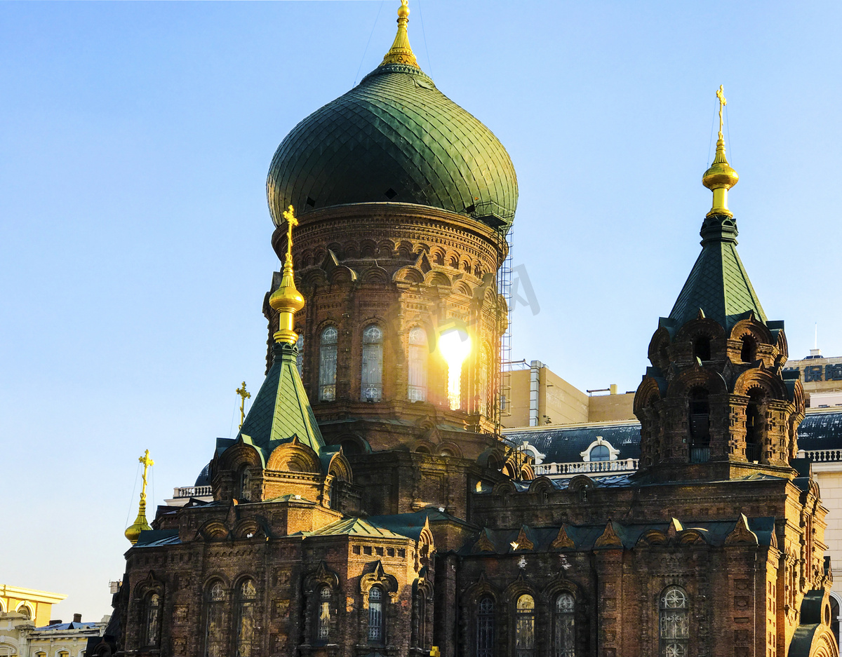 哈尔滨复古圆顶教堂摄影图图片