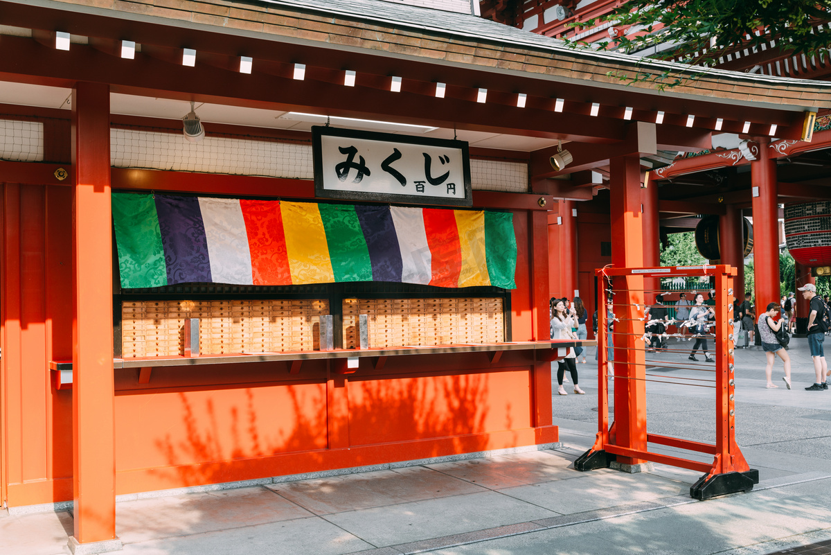 日本东京浅草寺参拜抽签点神社摄影图图片