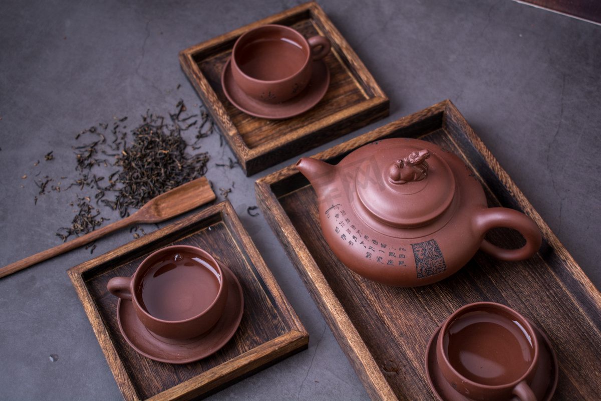 紫砂茶具摄影图图片