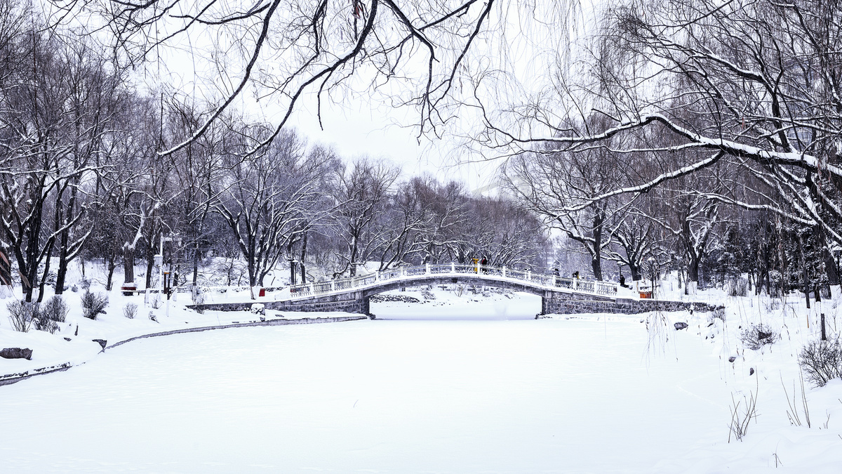 呼和浩特满都海公园冬季雪景摄影图图片