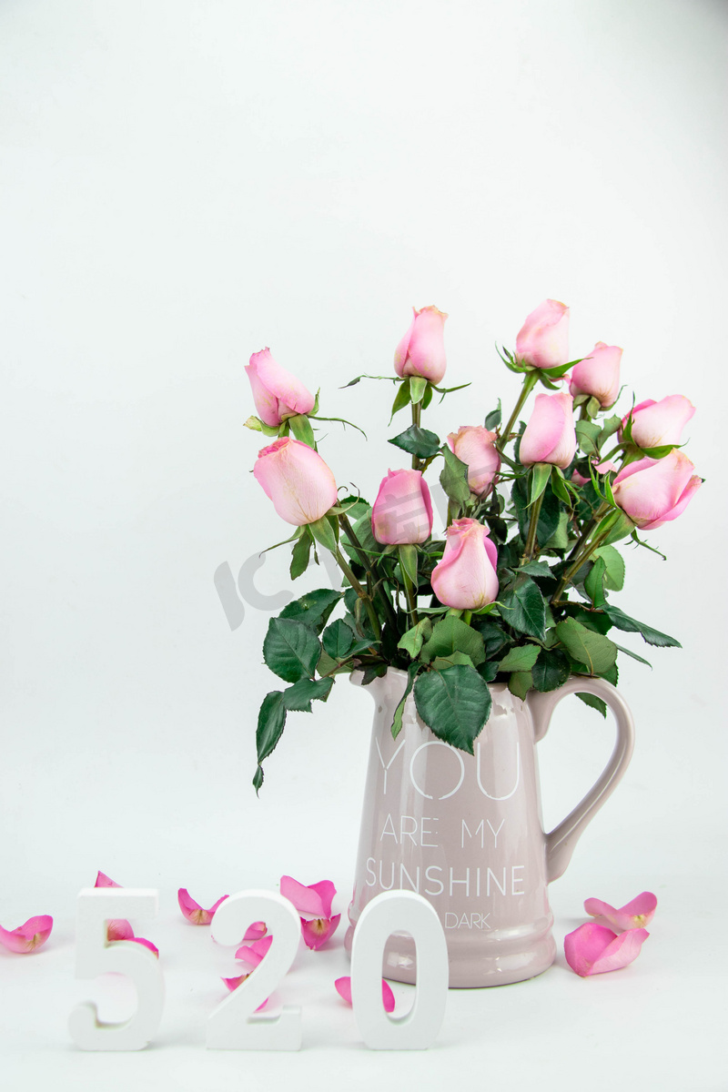 情人节粉色玫瑰花背景图片