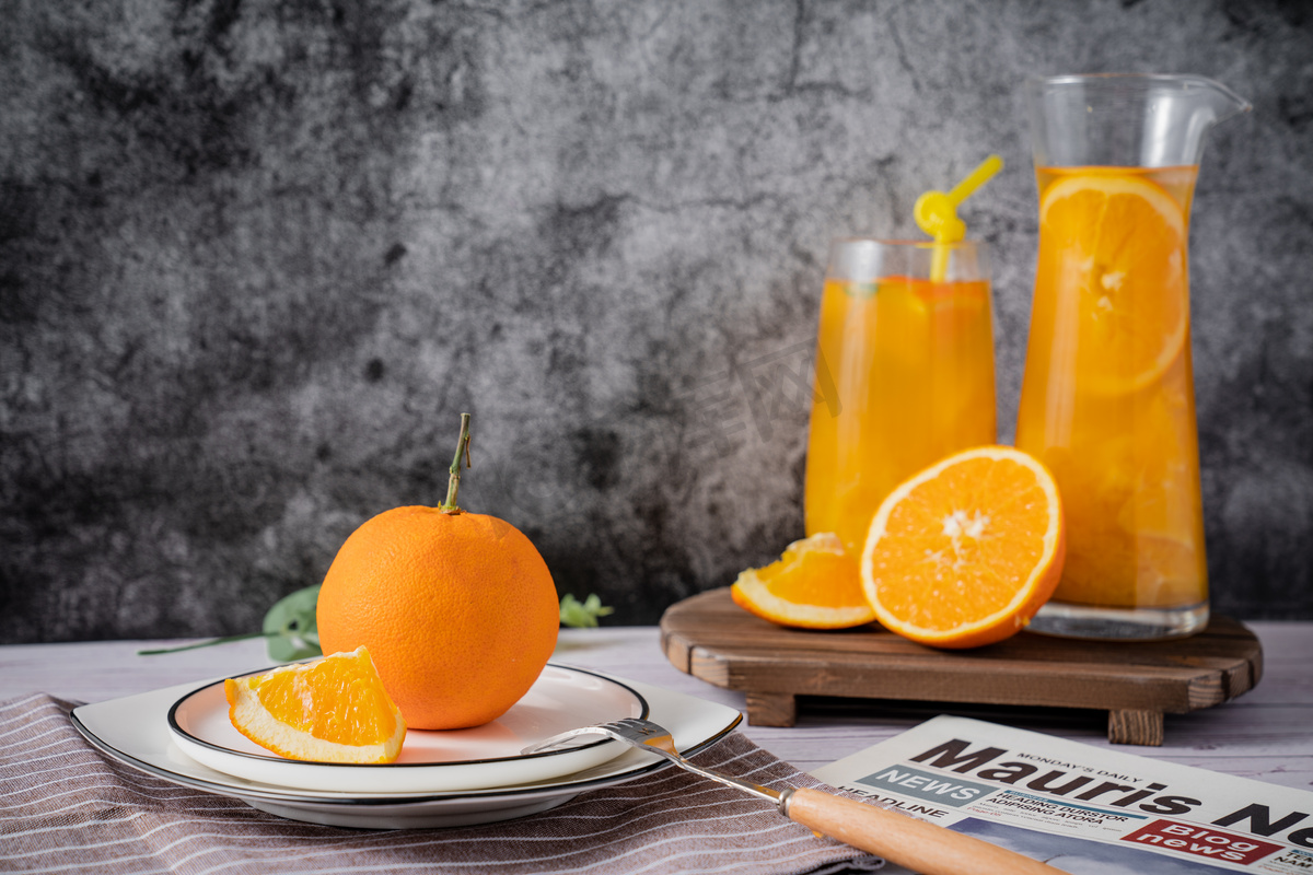 橙子橙汁果汁水果美食饮品摄影图配图图片