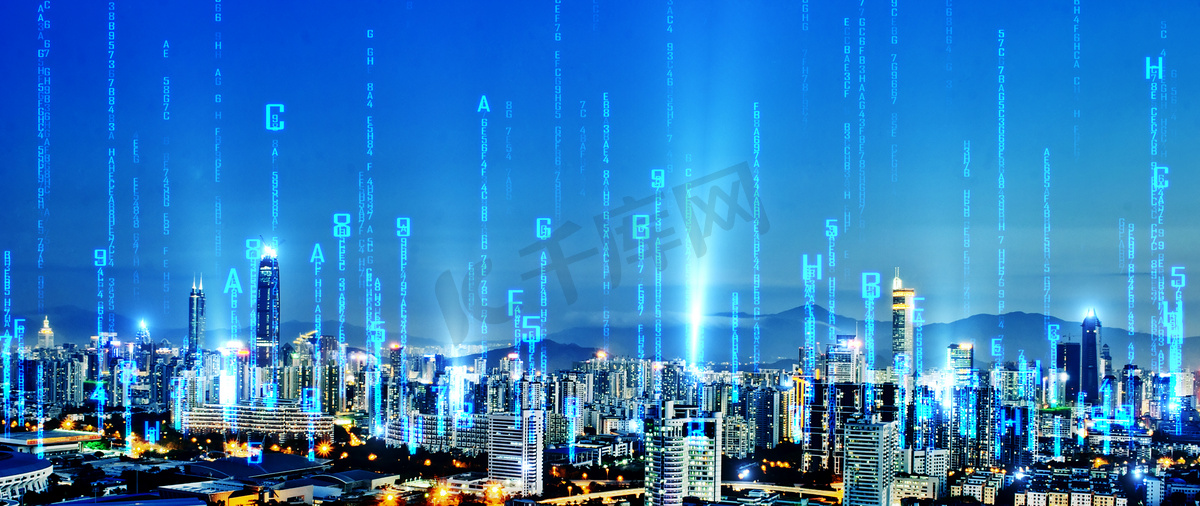 科技感数字未来城市背景图片