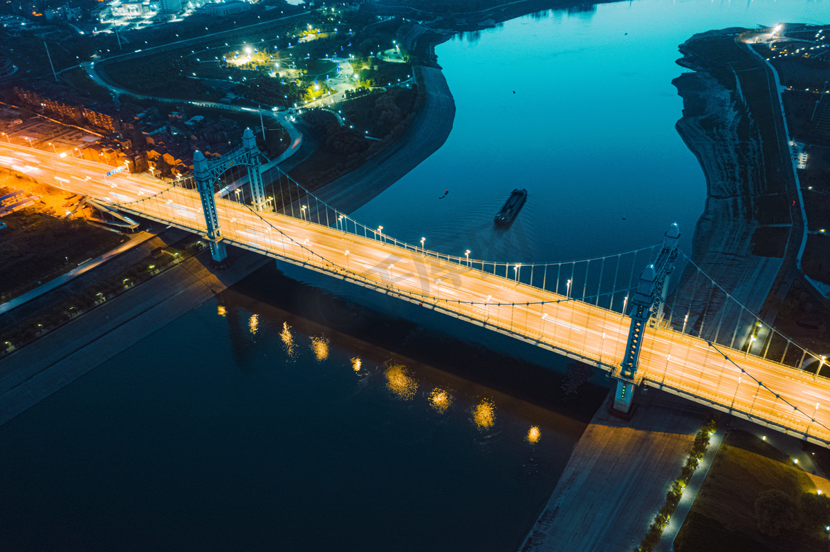 武汉城市建筑夜晚建筑古田桥航拍摄影图配图图片