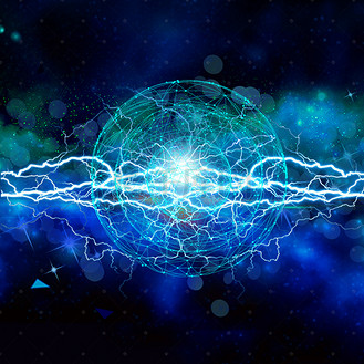 科幻蓝色电球电流背景素材