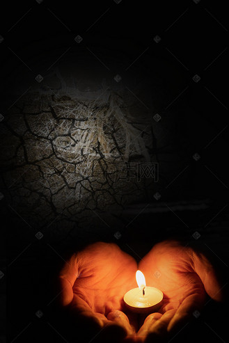 自然灾害干旱蜡烛祈福黑色背景海报