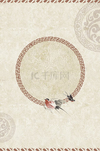 草莓卡通邊框高清背景图片_中国风花纹边框鸟雀海报