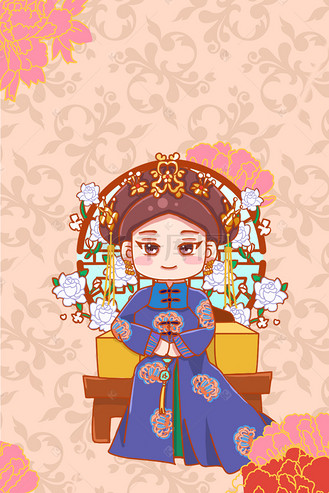 宫廷清宫太后卡通海报