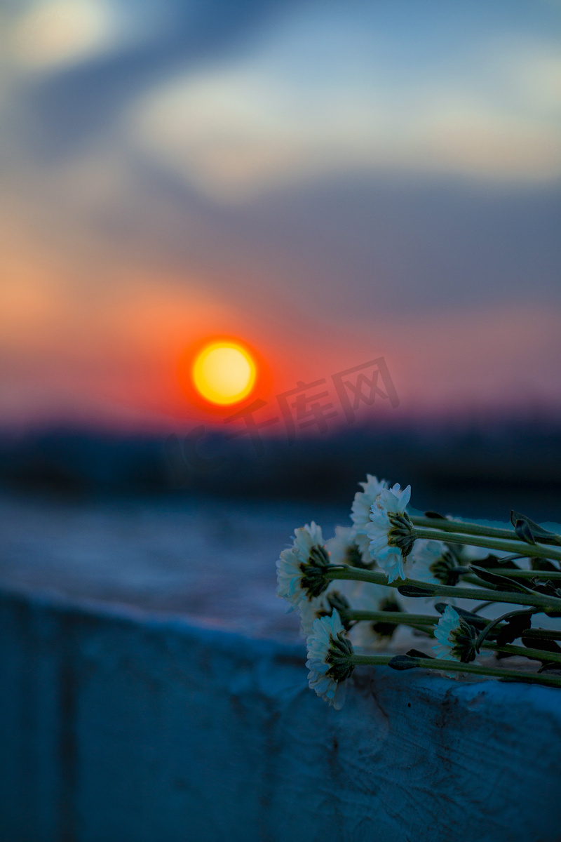 风景夕阳夕阳天台无摄影图配图图片