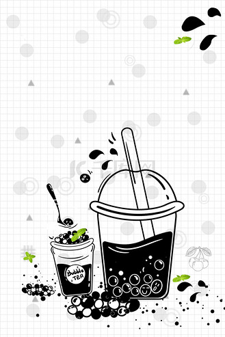 黑白奶茶线描奶茶