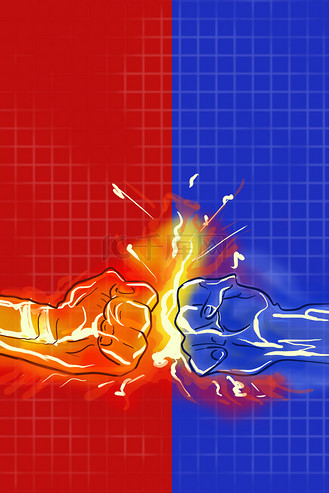 比赛pk对决拳头红蓝转色简约背景