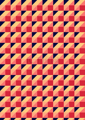 几何红黄背景图片素材_浓郁重彩红黄蓝色几何无缝pattern背景