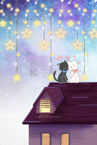 唯美猫咪星空卡通
