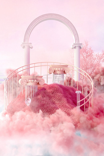 草地图片素材3D素材模型女王节展台草地粉色c4d