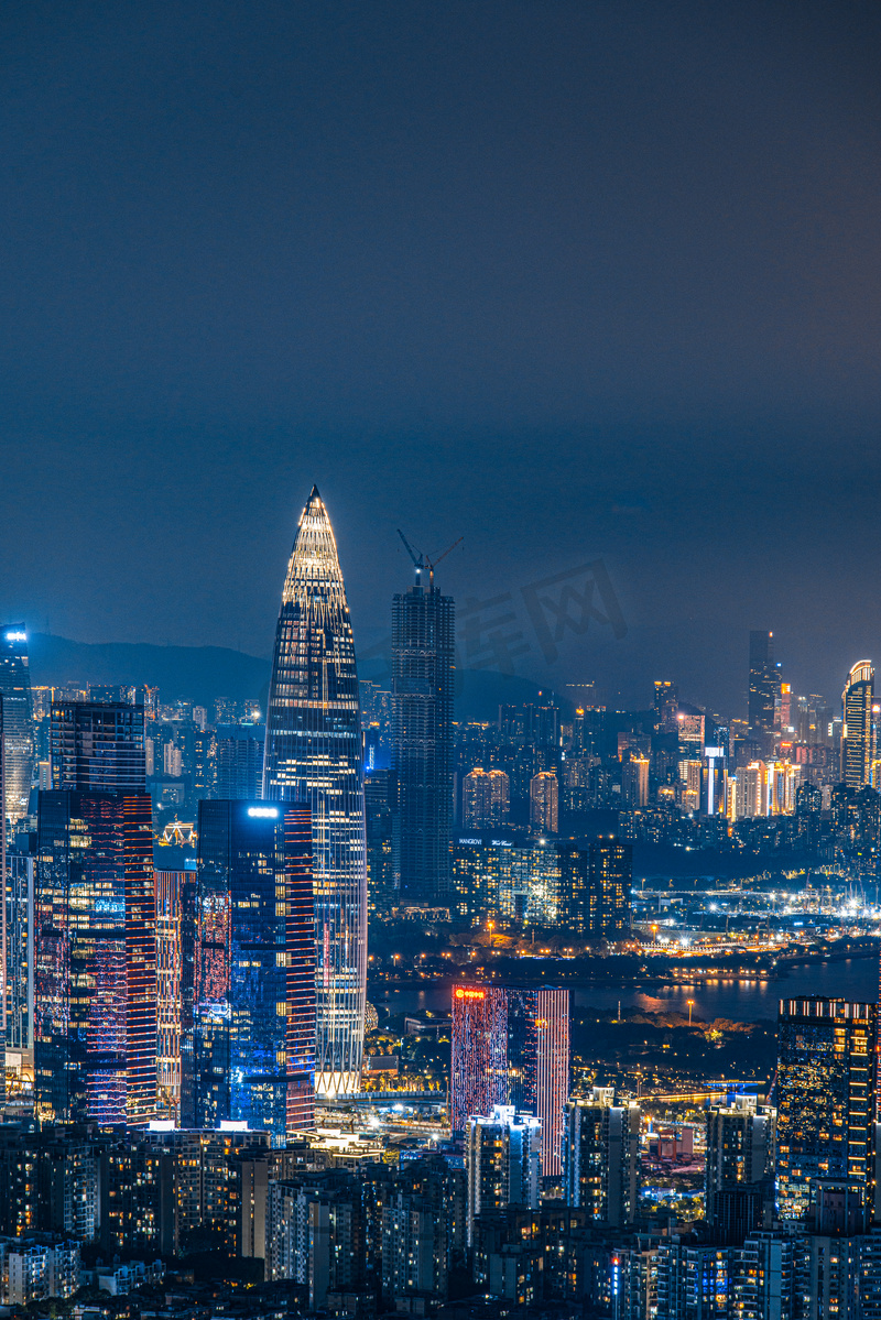 夜晚城市天际线夜景摄影图配图图片