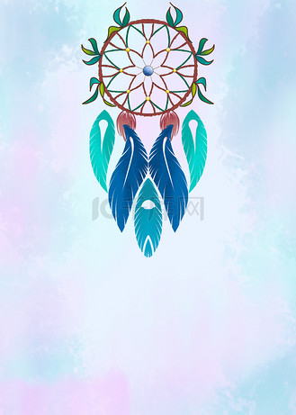 水彩晕染梦幻捕梦网背景