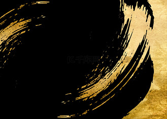 书法涂鸦金色墨水黑色背景