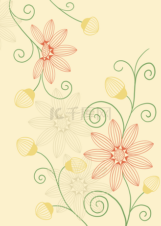 几何线条花卉植物