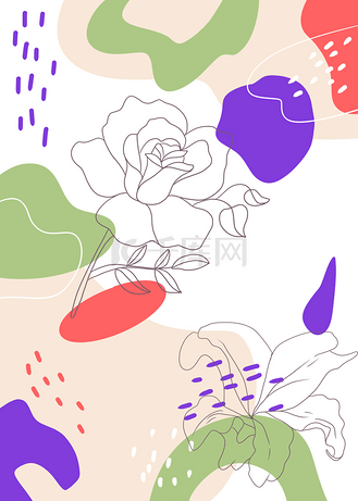 抽象几何花卉色彩背景