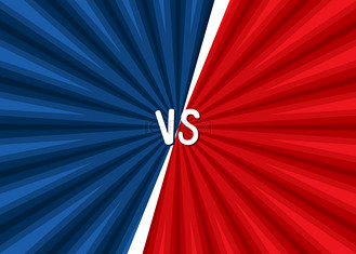 浓艳重彩红蓝白色vs对抗背景