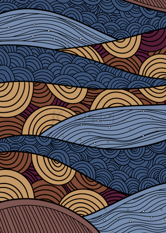 波浪曲线装饰纹理背景图案