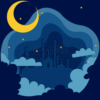 卡通月亮星空和树林企业vip免费下载免抠背景占星学占星术神秘星空
