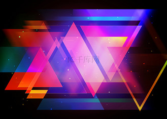 光效科技三角图片素材_闪光三角多边形科技几何光效背景