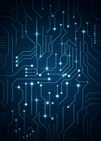 蓝色芯片电路板背景