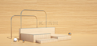 天猫店铺app3D素材模型_木质展台展台背景
