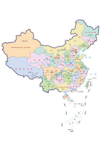 中国地图分省城市彩色背景