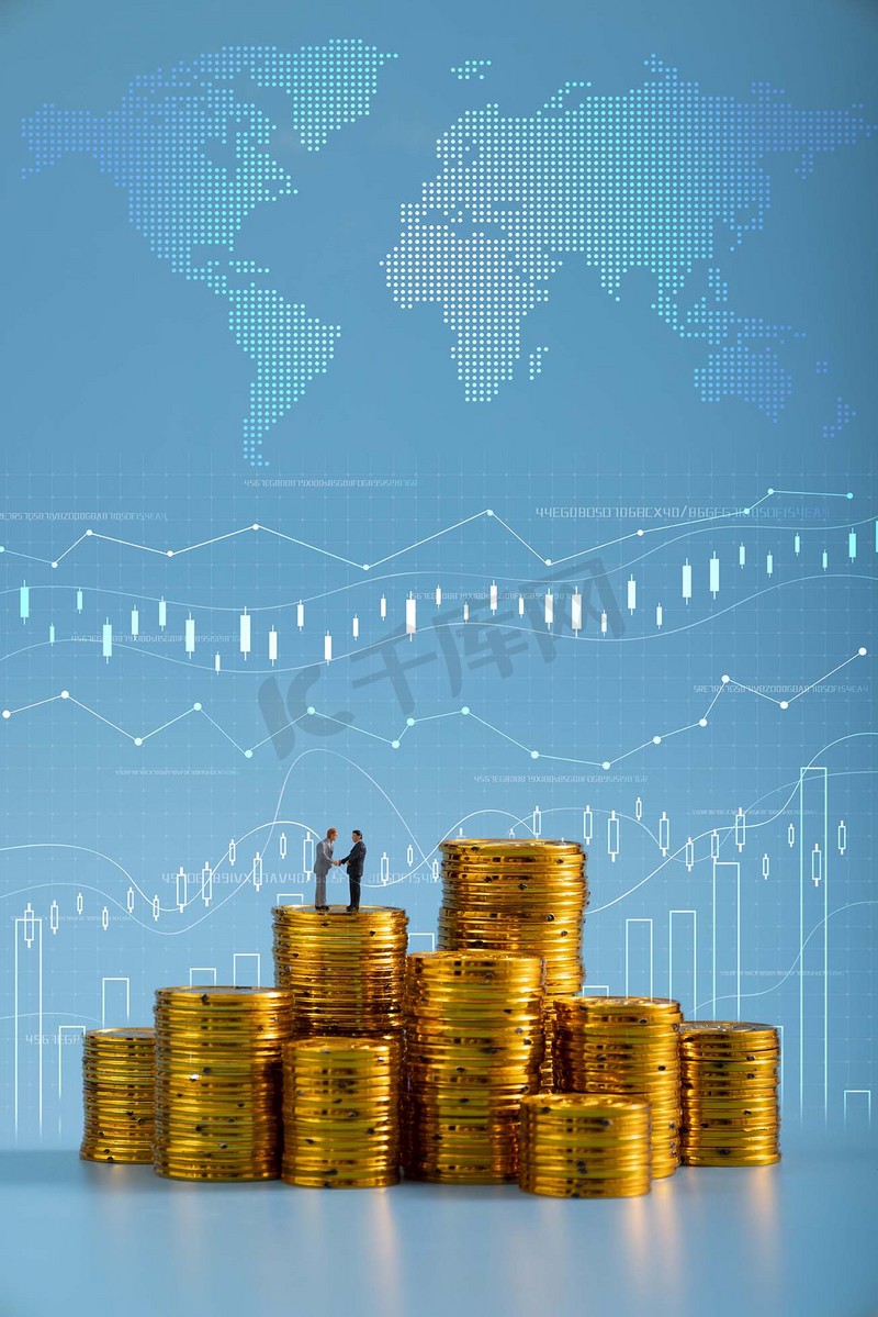 金融商务微缩创意蓝色背景摄影图配图科技金融摄影图科技金融图片