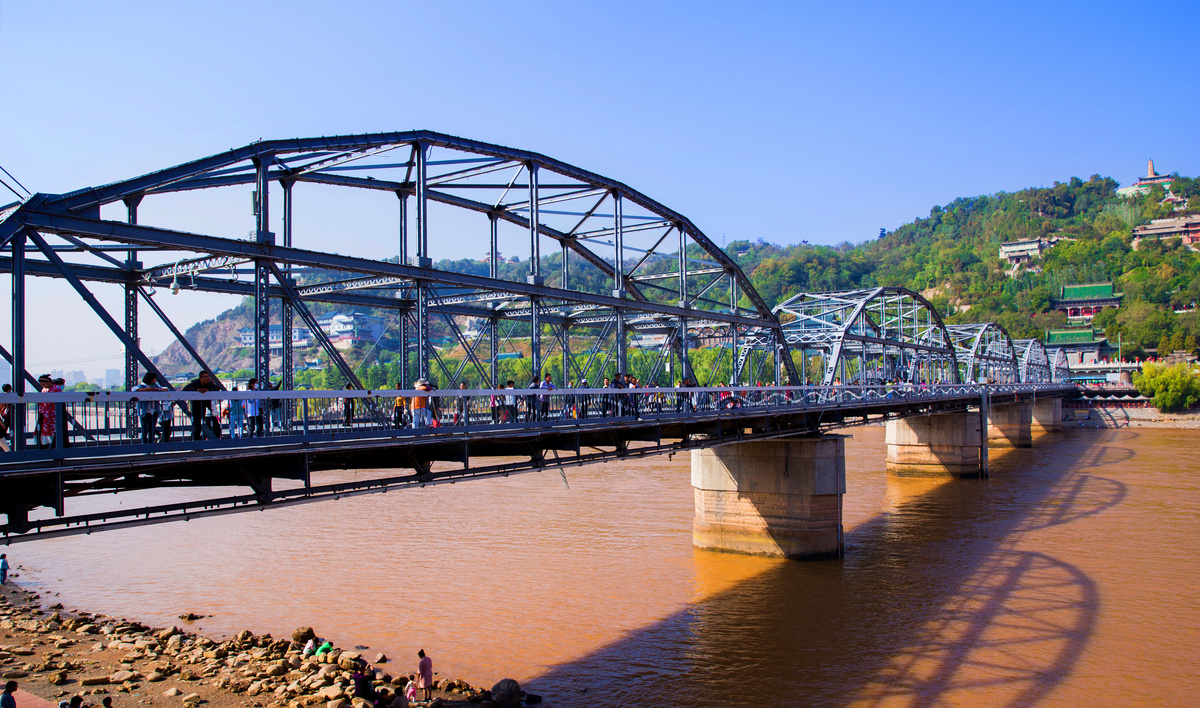甘肃黄河兰州中山铁桥铁桥摄影图配图图片