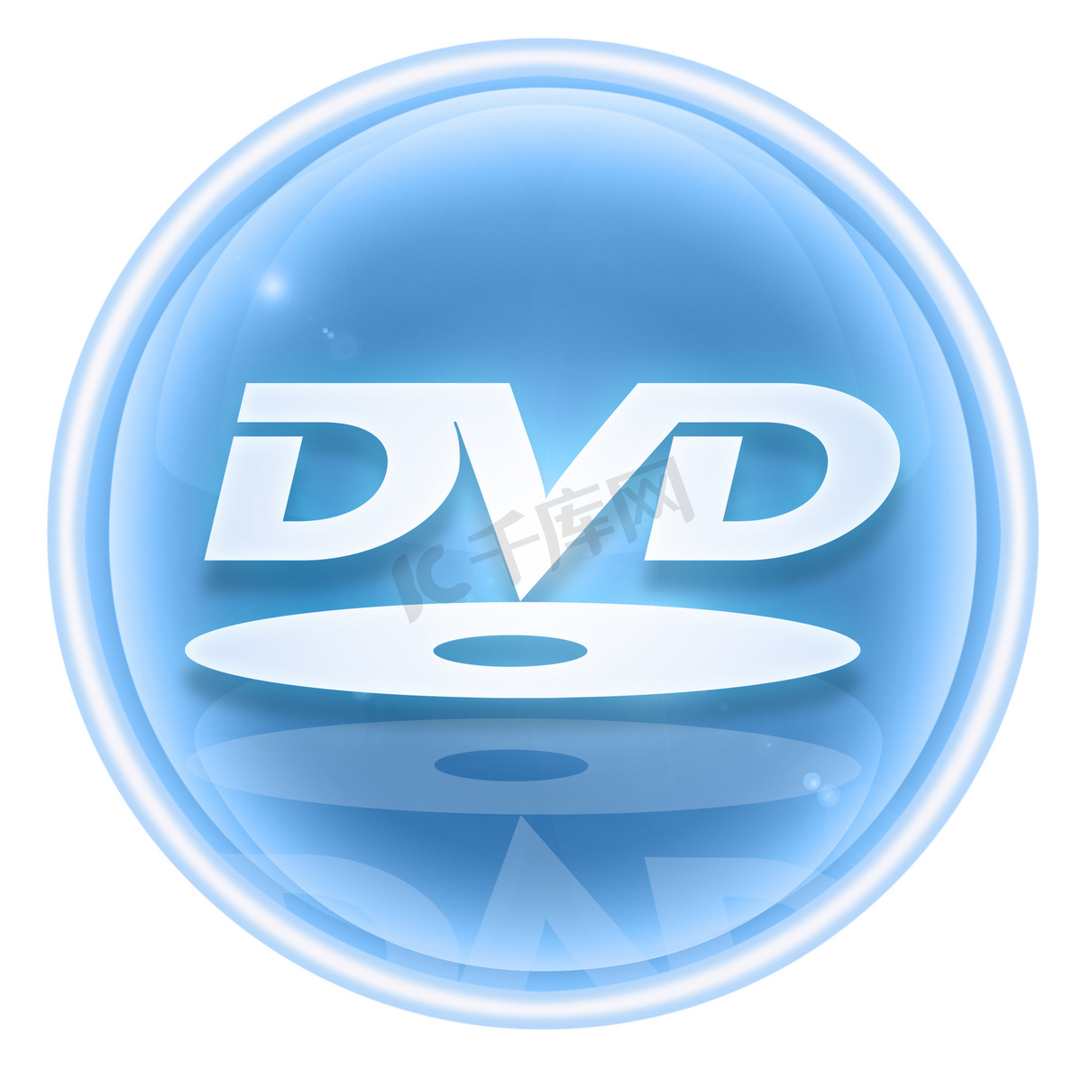 dvd 图标冰，在白色背景上孤立.图片