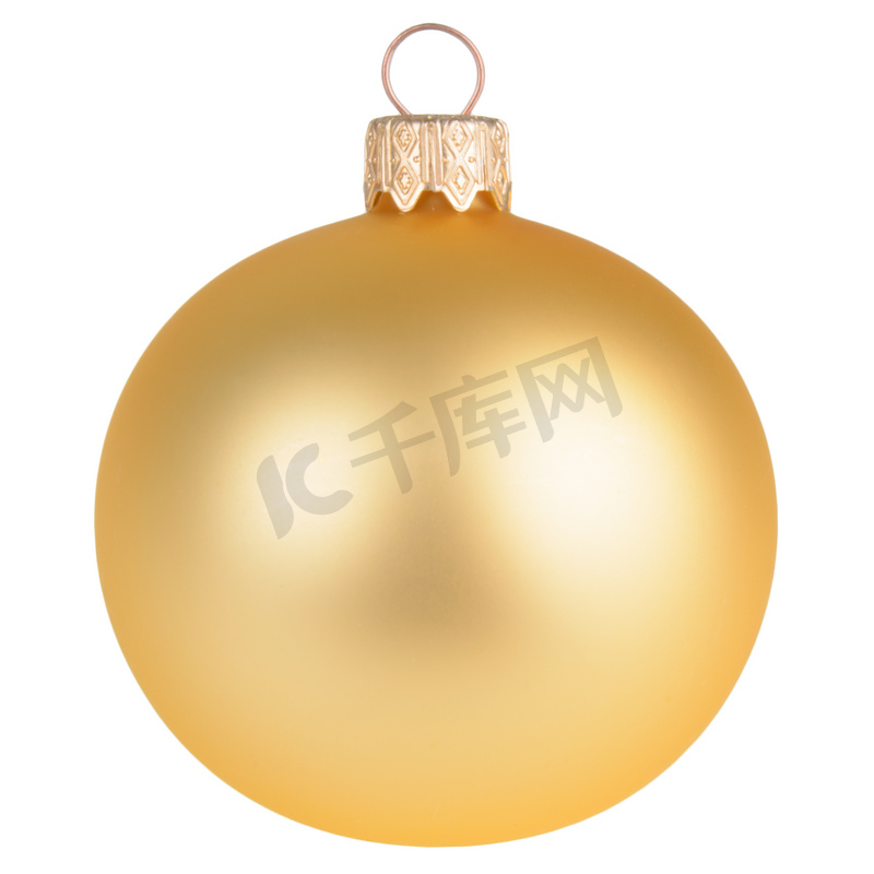 黄金圣诞装饰球上白色孤立图片