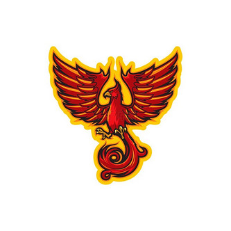 运动队或球员俱乐部的凤凰鸟吉祥物,矢量标志.