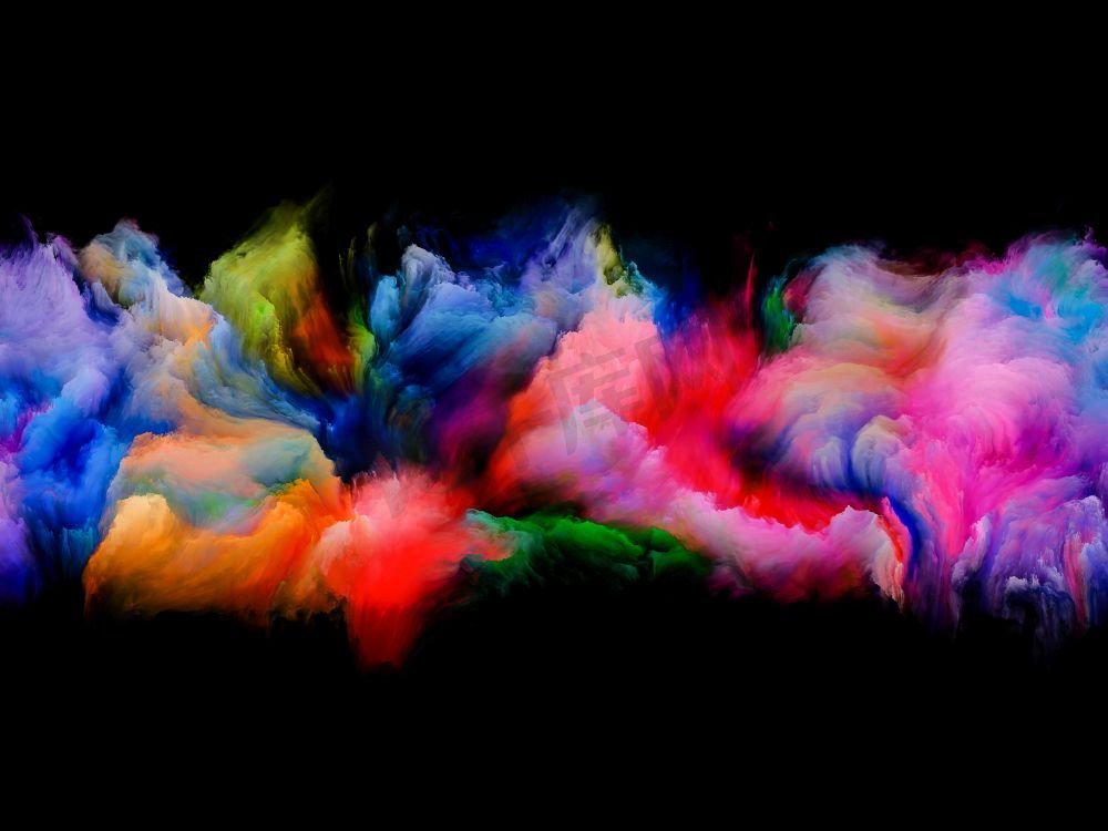 画云系列抽象色调的拼贴在数字画布上融合。图片