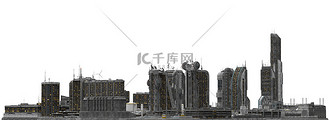 未来城市景观上白色孤立 3d 图