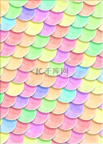 多彩美人鱼鳞片无缝隙折纸背景