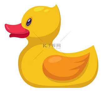 黄色鸭子橡胶浴玩具白色背景上孤立的卡通鸟黄色鸭子橡胶浴玩具卡通鸟