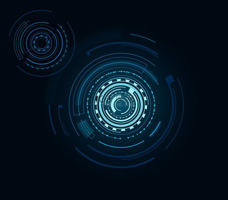 带有文本的矢量插图,两个带有亮点的多边形圆圈和线条的几何图案