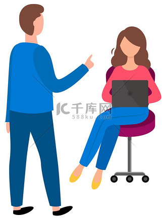 优雅的男人和女人在说话.